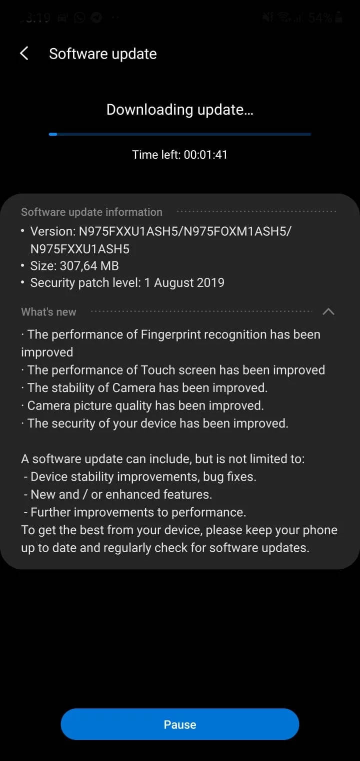 Samsung Galaxy Note 10 aktualizacja firmware ASH5 sierpniowe poprawki bezpieczeństwa One UI 1.5