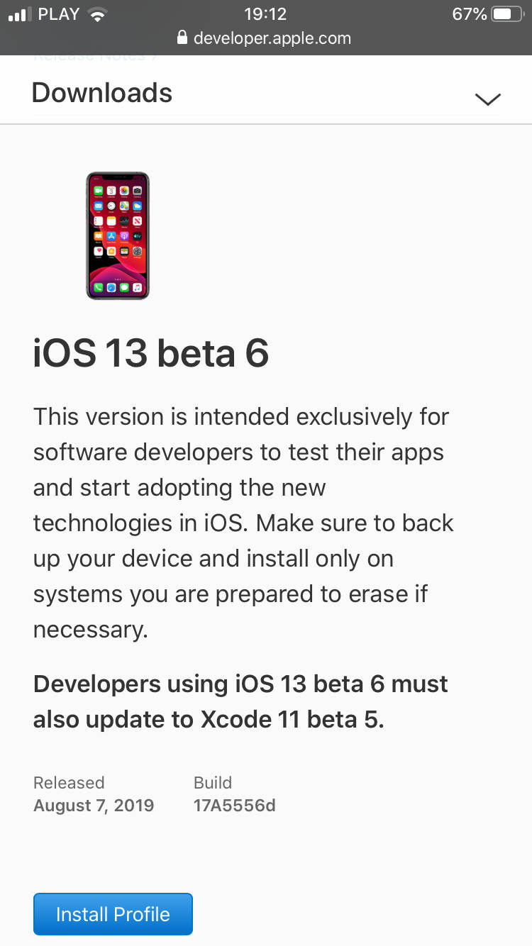 Apple iOS 13 beta 6 public beta 5 jak zainstalować tvOS 13 watchOS 6 iPad OS 13 macOS Catalina