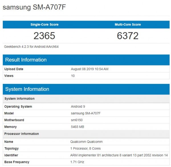 Samsung Galaxy A70s kiedy premiera plotki przecieki wycieki specyfikacja techniczna opinie Geekbench