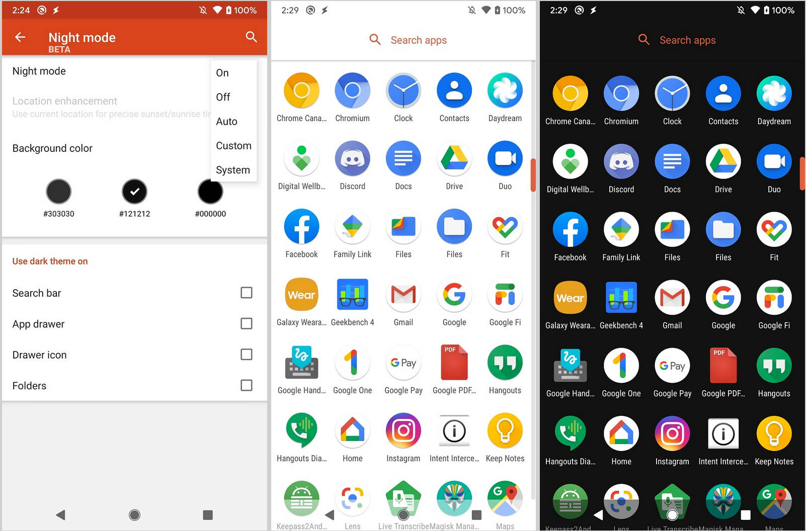 Nova Launcher beta systemowy dark mode Android 10 YouTube kiedy ciemny motyw