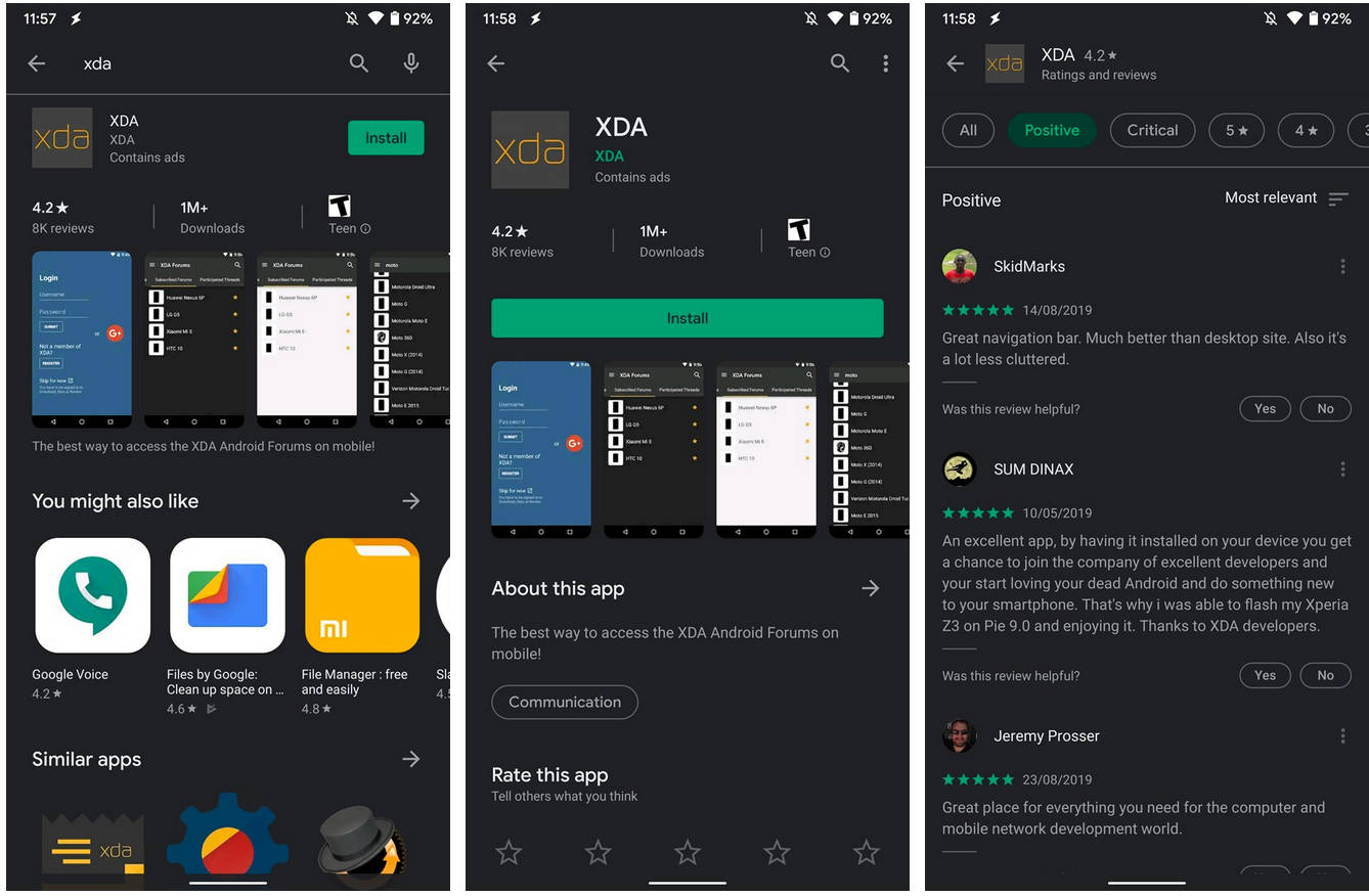 Google Sklep Play z dark mode ciemny motyw Android 10 jak włączyć aktywować