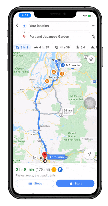 Mapy Google Maps raporty z dróg iPhone Android iOS raportowanie wypadków