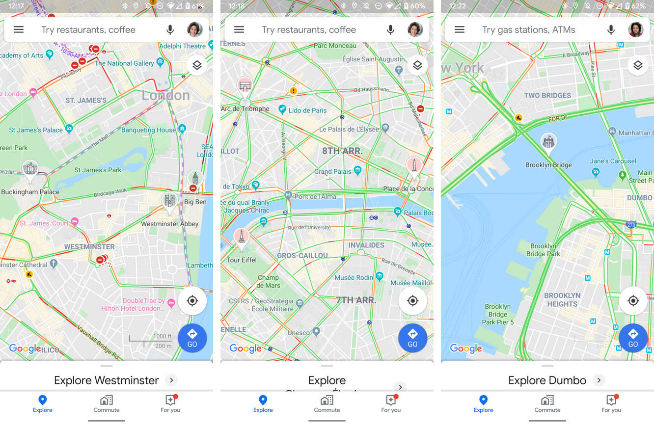 Mapy Google Maps aplikacja Android nowe punkty orientacyjne dla miast ikony