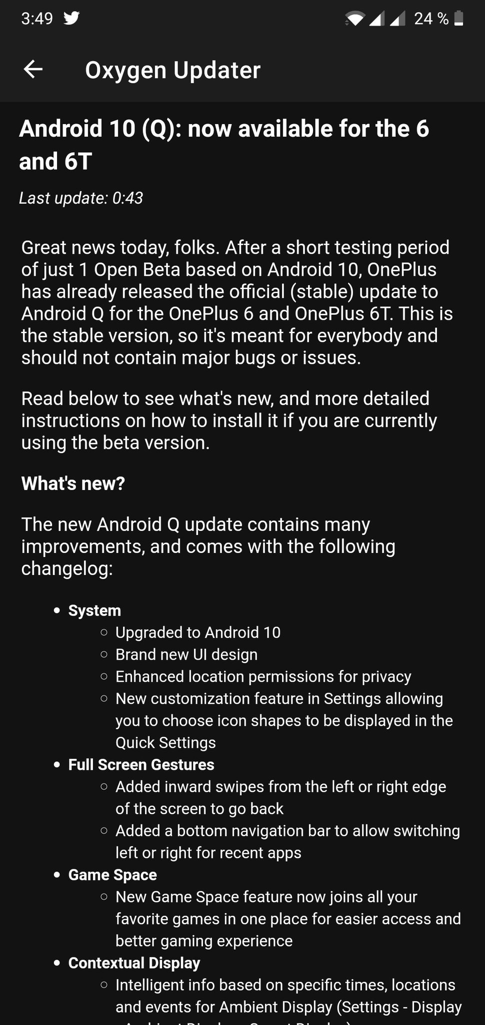 OnePlus 6T aktualizacja OxygenOS 10 z Android 10 co nowego jak zainstalować