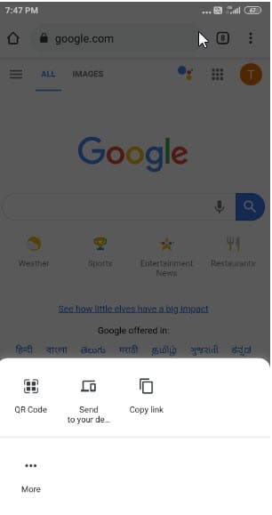 Google Chrome Canary Android hub współdzielenia