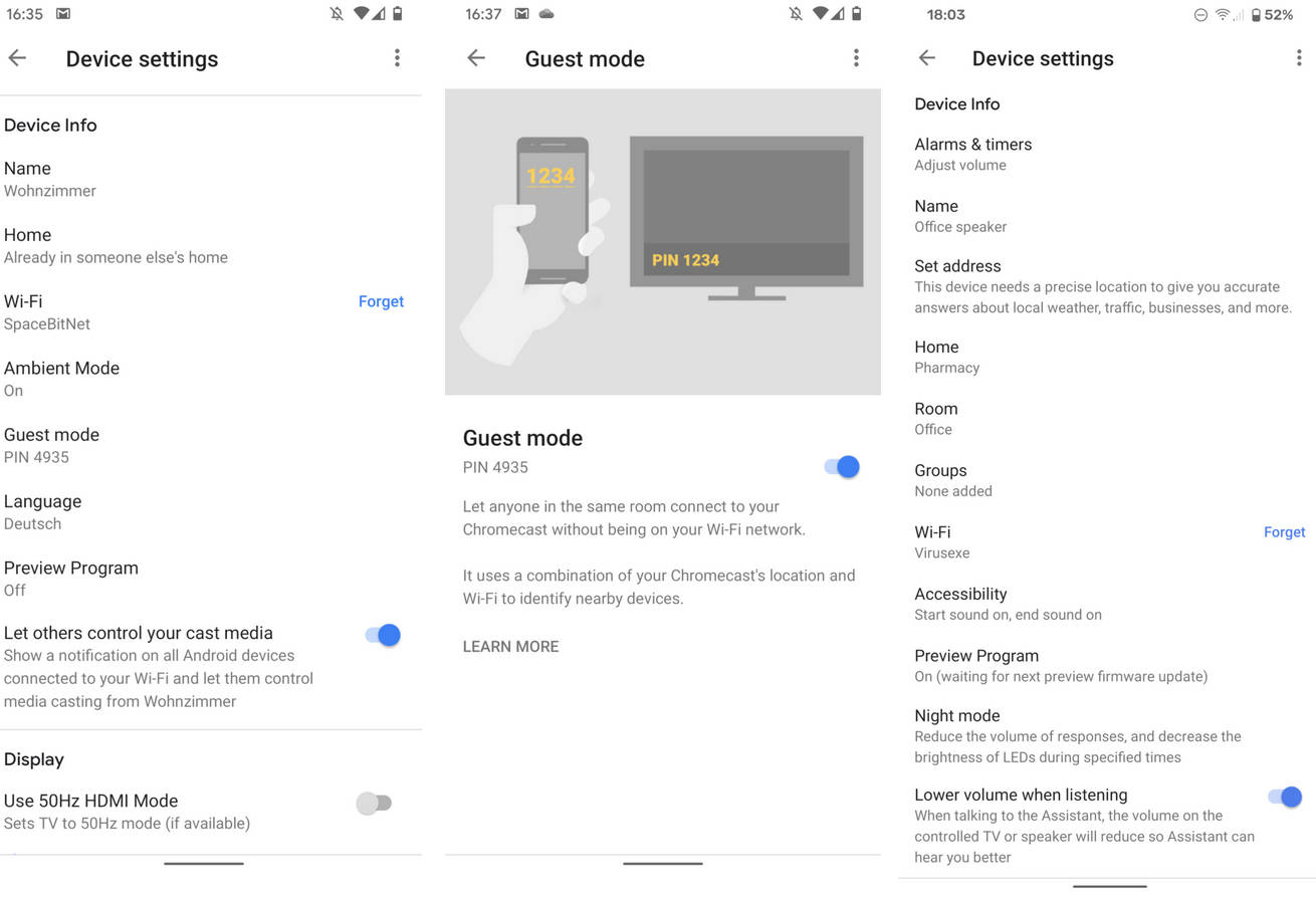 Chromecast tryb gościa głośniki Google Home Android TV Nest