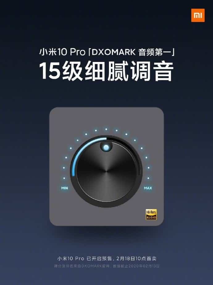 aparat Xiaomi Mi 10 Pro sceny funkcje tryby specyfikacja dane techniczne 15-poziomowe dostrajanie dźwięku