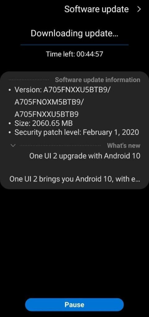 aktualizacja One UI 2.0 Android 10 dla Samsung Galaxy A70 opinie