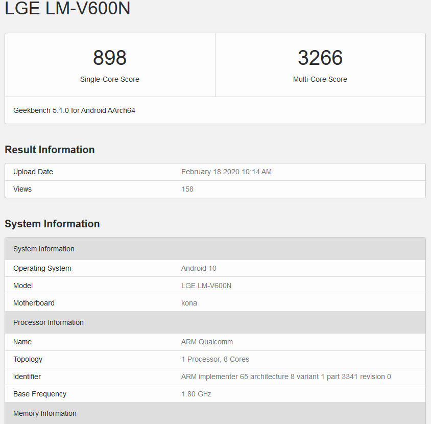 LG V60 ThinQ Geekbench specyfikacja dane techniczne kiedy premiera Snapdragon 865 plotki przecieki wycieki