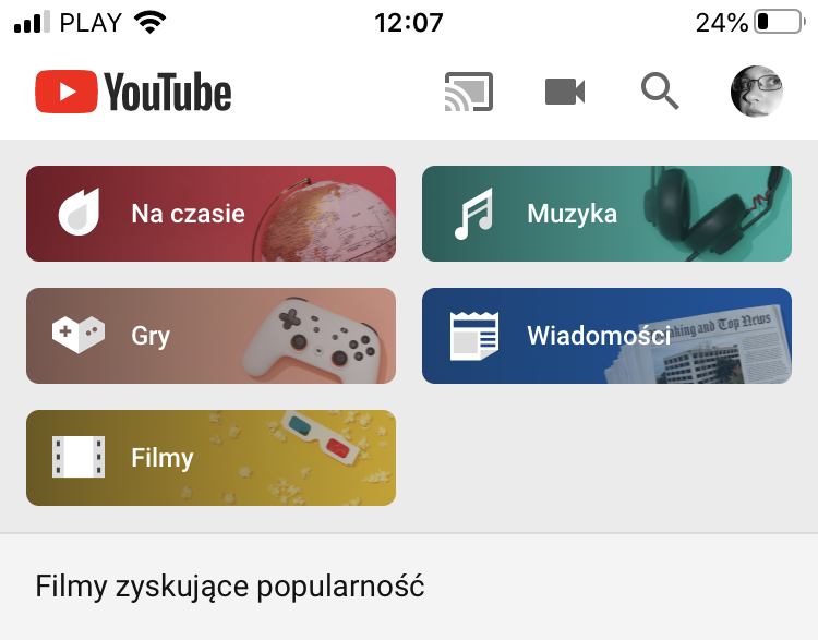 YouTube Android iOS nowa sekcja Odkrywaj