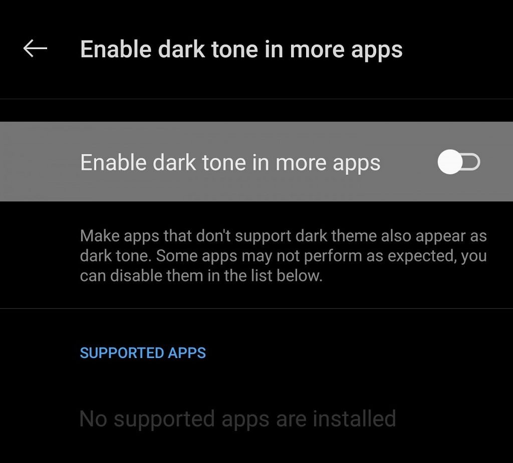 OnePlus OxygenOS 10 dark mode ciemny motyw aplikacje