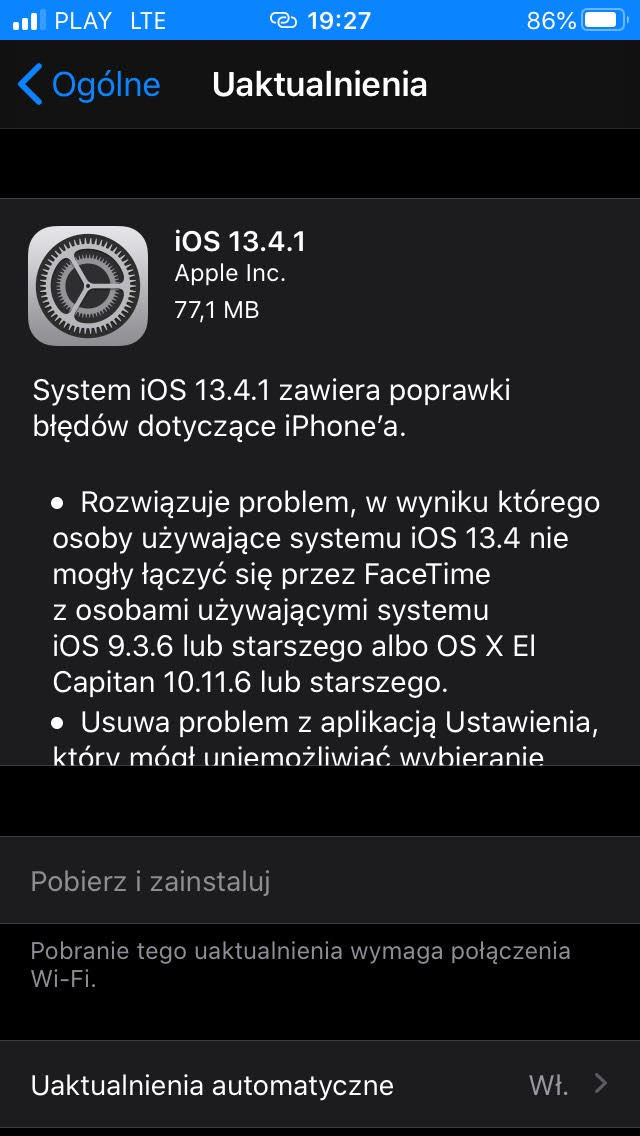 Aktualizacja iOS 13.4.1 co nowego lista zmian nowości opinie czy warto instalować Apple iPhone iPadOS 13.4.1