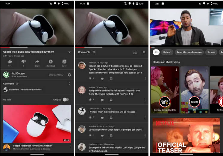 aplikacja YouTube nowy wygląd Android iOS komentarze miniaturki filmów
