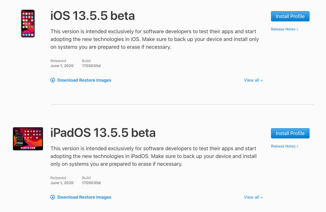 Aktualizacja iOS 13.5.5 beta iPadOS 13.5.5 beta co nowego nowości Apple iPhone