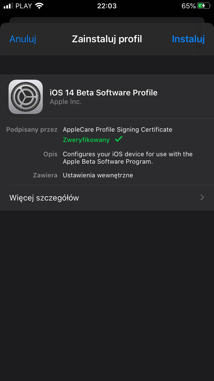 aktualizacja iOS 14 beta 1 jak zainstalować profil na iPhone Apple już teraz skąd gdzie pobrać