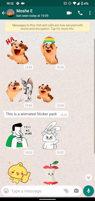 komunikator WhatsApp Telegram Messenger animowane naklejki