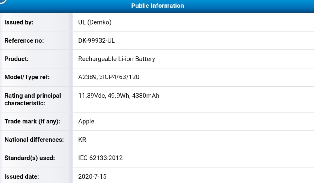 bateria w Apple iPhone 12 Pro Max specyfukacja dane techniczne plotki przecieki wycieki