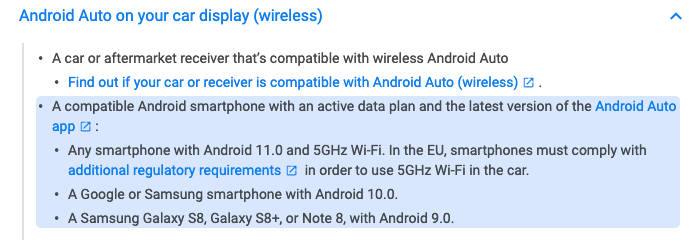 bezprzewodowe Android Auto Wireless jakie smartfony zgodne z Android 11