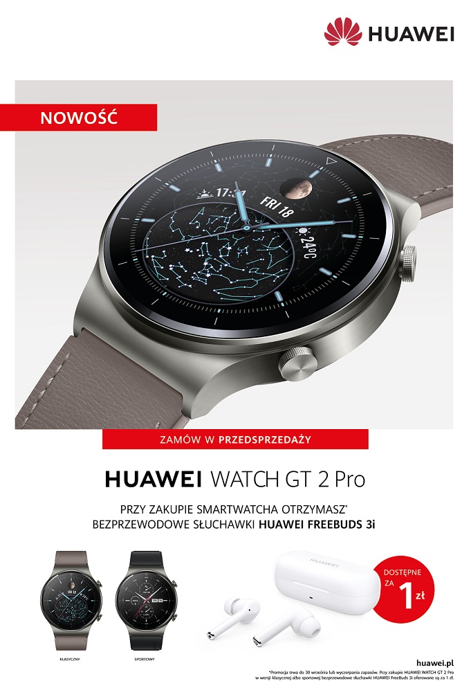 Huawei Watch GT 2 Pro cena w :olsce opinie gdzie kupić najtaniej specygikacja dane techniczne funkcje