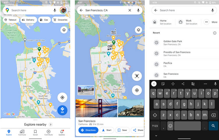 mapy Google Maps Android nowy pasek wyszukiwania wyszukiwarka