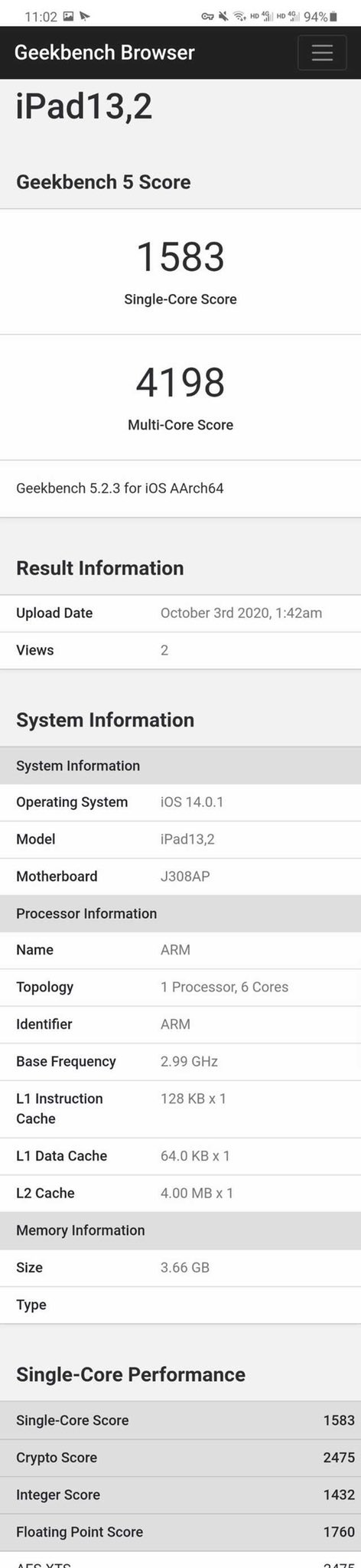 Apple A14 Bionic iPhone 12 Pro benchmarki wyniki wydajność w Geekbench