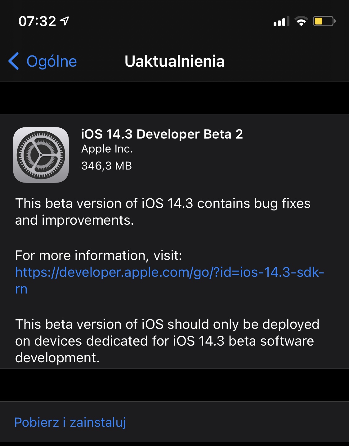 aktualizacja iOS 14.3 beta 2 Apple iPhone
