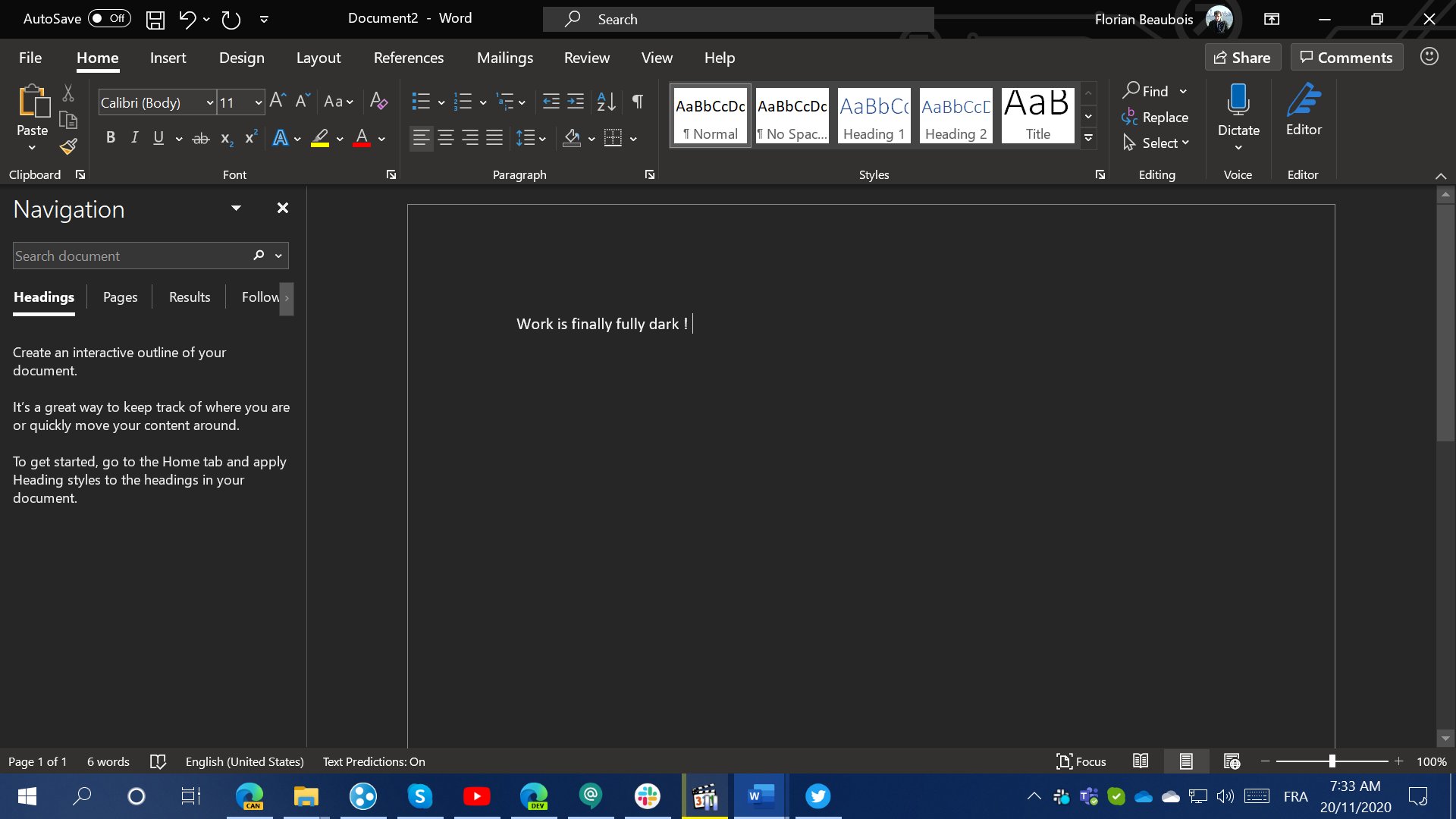 Microsoft Word jak włączy dsrk tryb ciemny motyw