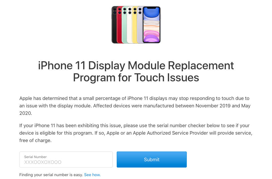 Apple iPhone 11 program naprawy program wymiany ekrany akcja serwisowa