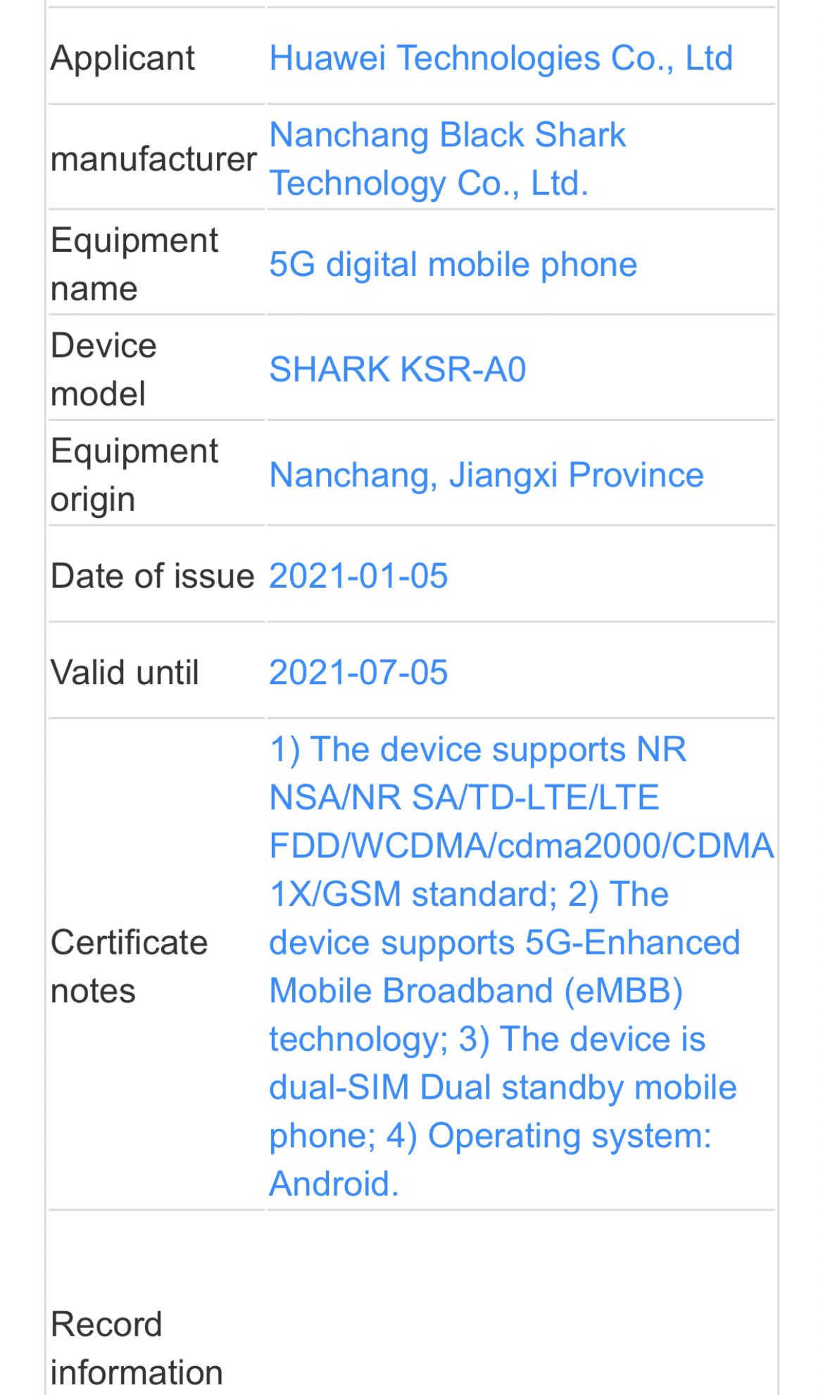kiedy smartfon do gier Xiaomi Black Shark 4 specyfikacja techniczna TENAA