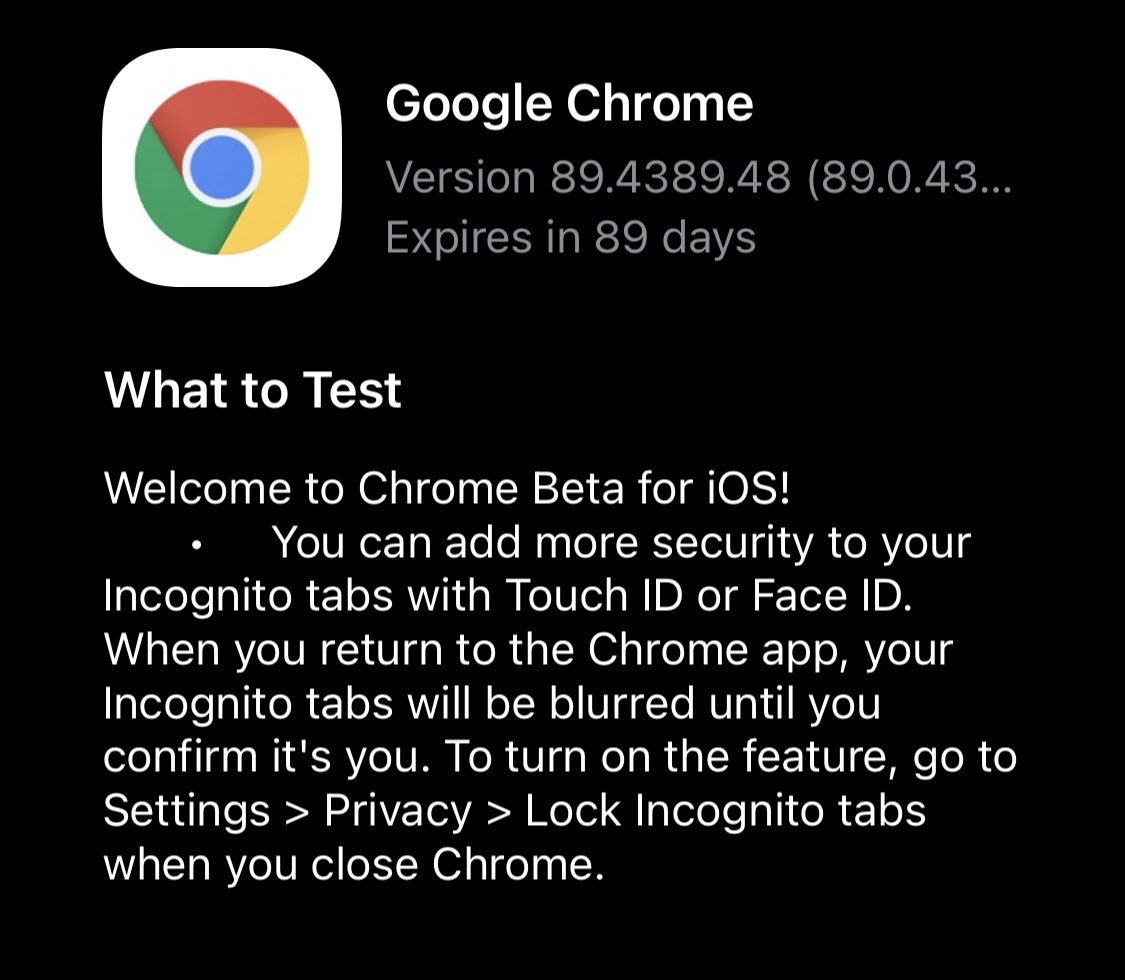 Google Chrome 89 co nowego nowości karty incognito blokowanie iOS Touch ID Face ID