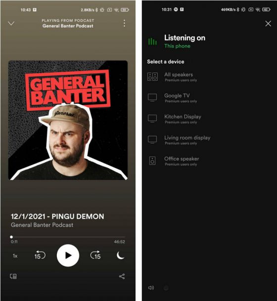 Spotify Free nie da się przesyłanie muzyki na głośniki za darmo