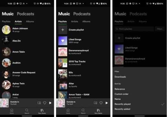 aplikacja Spotify zmiany Twoja biblioteka