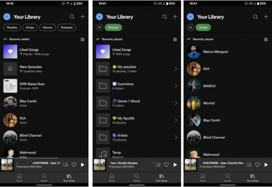 aplikacja Spotify zmiany Twoja biblioteka