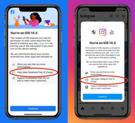 aktualizacja iOS 14.5 ochrona danych śledzenie Instagram Facebook
