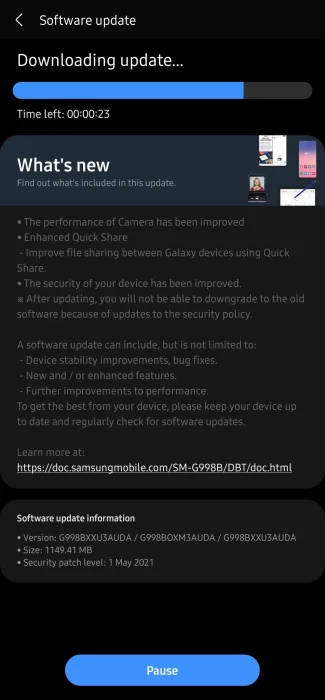 majowa aktualizacja Samsung Galaxy S21 S20 Note 20 A51