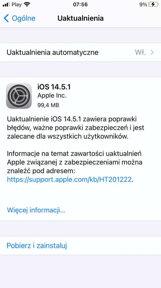 aktualizacja iOS 14.5.1 iPadOS 14.5.1 Apple iPhone iPad co nowego wykaz nowości zmiany opinie czy warto instalować watchOS 7.4.1