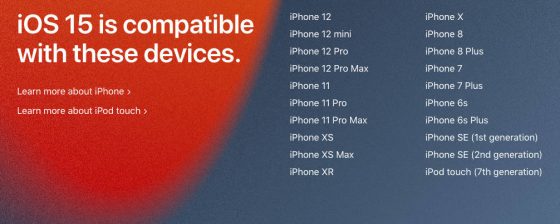 aktualkizacja iOS 15 Apple iPhone 6s Plus SE