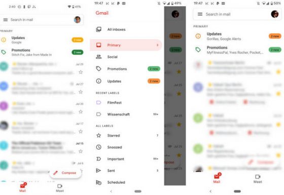 Gmail Android zmiany Material You kolory Google