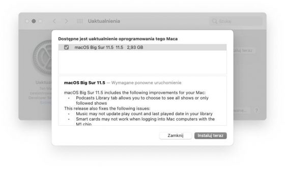 kiedy aktualizacja macOS 11.5 RC Big Sur Apple Mac co nowego nowości zmiany opinie