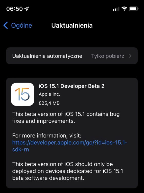 aktualizacja iOS 15.1 beta 2 co nowego iPhone 13 Apple Watch