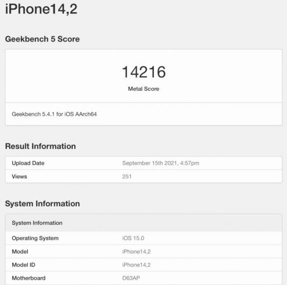 Apple A15 Bionic GPU test iPhone 13 Pro