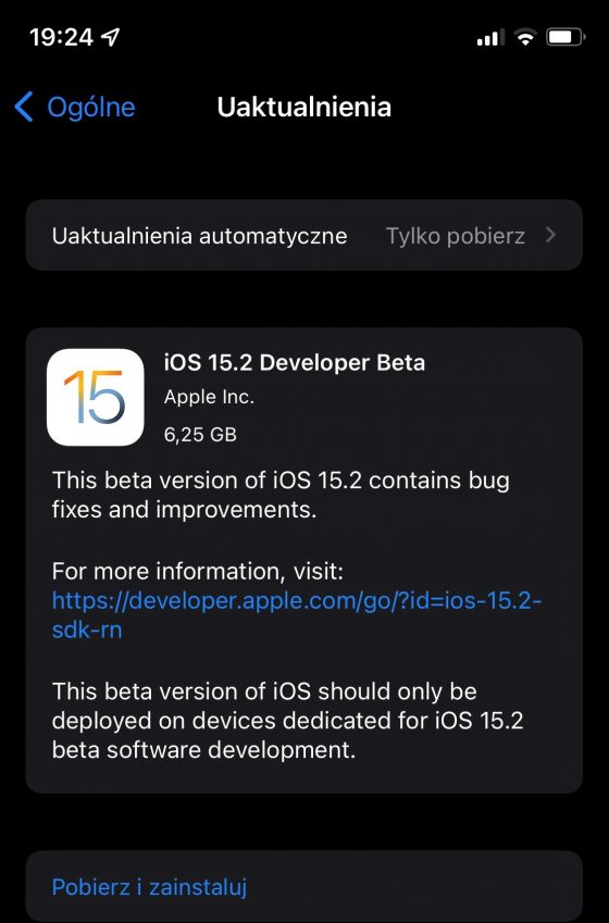 aktualizacja ioS 15.2 beta 1 Apple iPhone co nowego zmiany nowości
