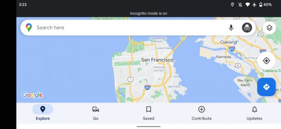 aplikacja Mapy Google Maps pasek doilny Material You