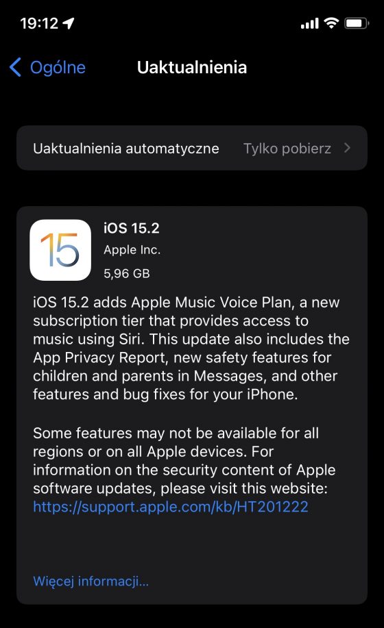 aktualizacja Apple iOS 15.2 RC iPadOS 15.2 RC co nowego nowości zmiany tvOS 15.2 watchOS 8.3