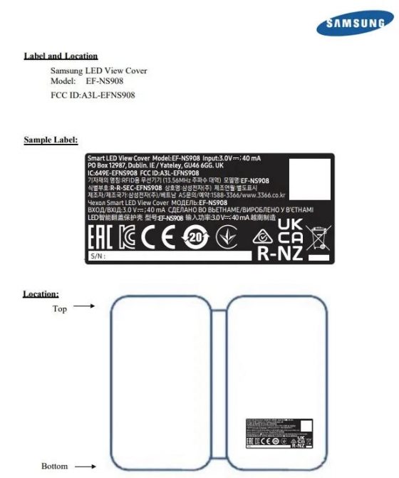 Samsung Galaxy S22 Ultra S Pen LED View Cover akcesoria FCC