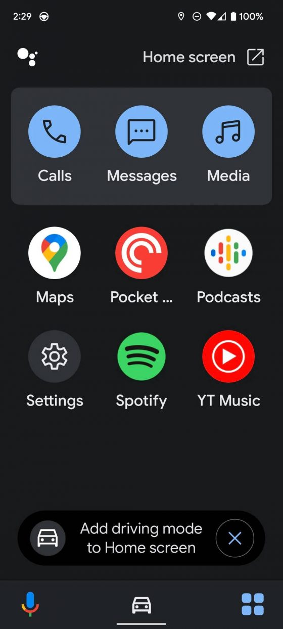 Asystent Google tryb samochodowy skrót ekran domowy Android