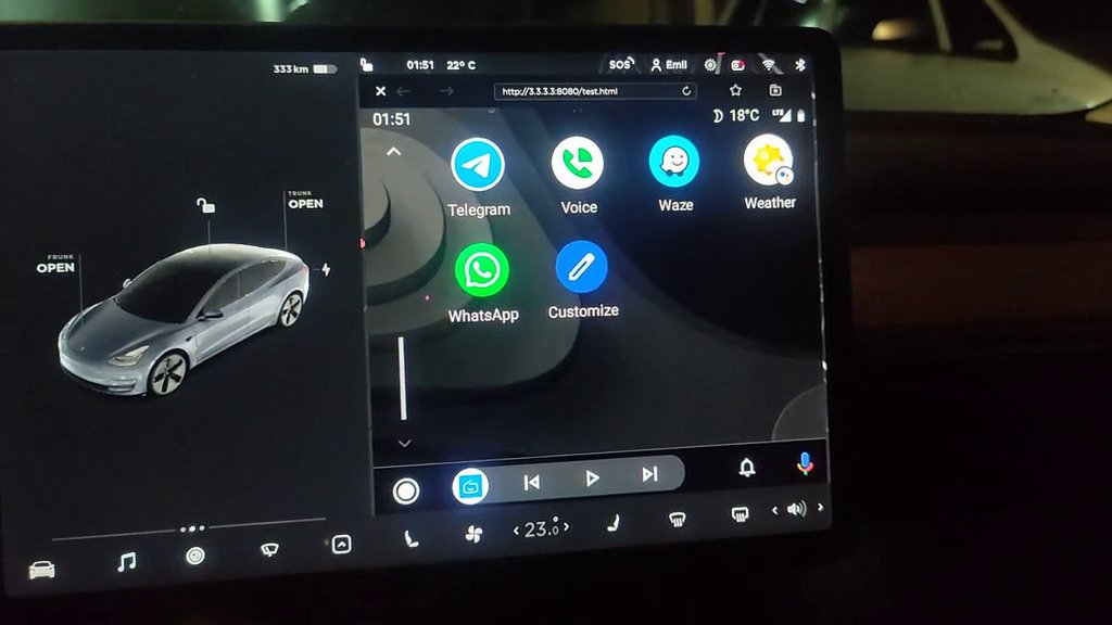 Android Auto w Tesla jak aplikacja TeslAA