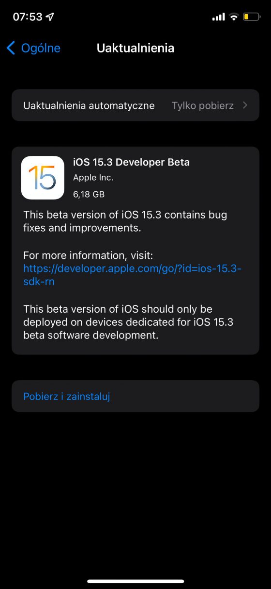 kiedy aktualizacja OS 15.3 beta 1 iPadOS 15.3 tvOS watchOS 8.4 Apple
