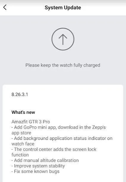 aktualizacja smartwatche Amazfit GTR 3 Pro GTS 3 co nowego nowości