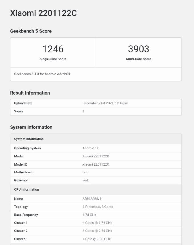Xiaomi 12 Pro Geekbench benchmarki Snapdragon 8 Gen 1